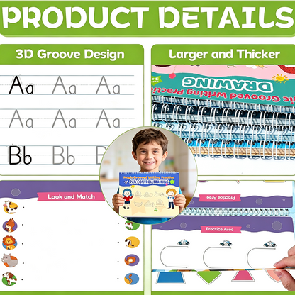 📢📢40% OFF !! ⏰Magic Grooved Handwriting Practice Book Set