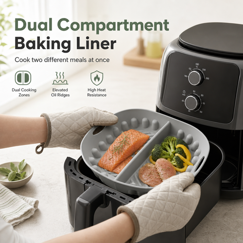 ⭐️Reusable Divided Air Fryer Silicone Liner
