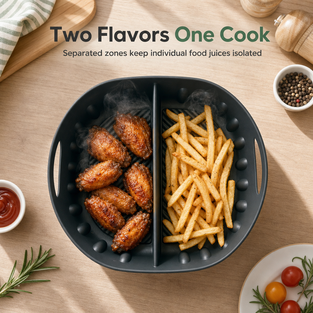 ⭐️Reusable Divided Air Fryer Silicone Liner