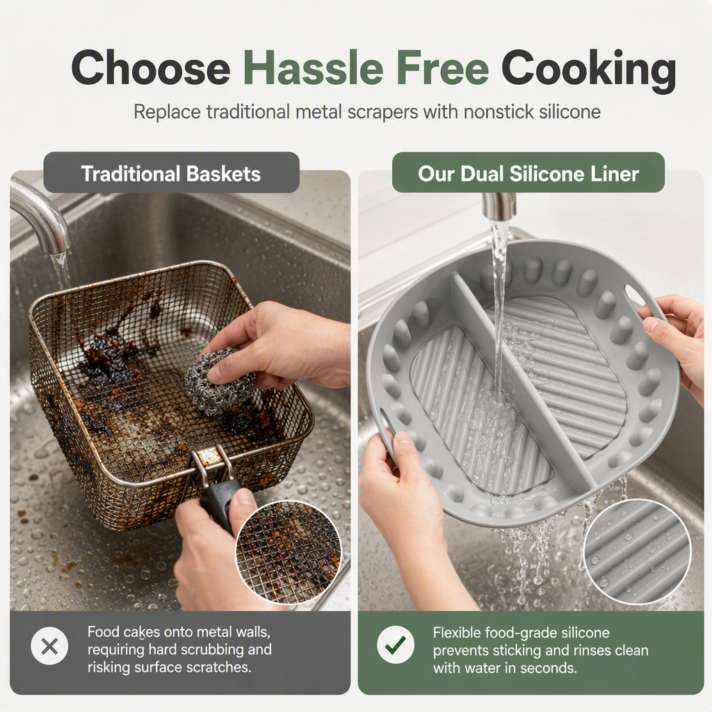 ⭐️Reusable Divided Air Fryer Silicone Liner