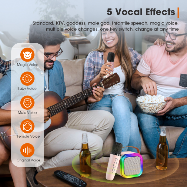 🎤 Mini Karaoke Machine for Kids – Portable Speaker with Wireless Microphones