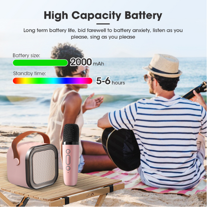 🎤 Mini Karaoke Machine for Kids – Portable Speaker with Wireless Microphones