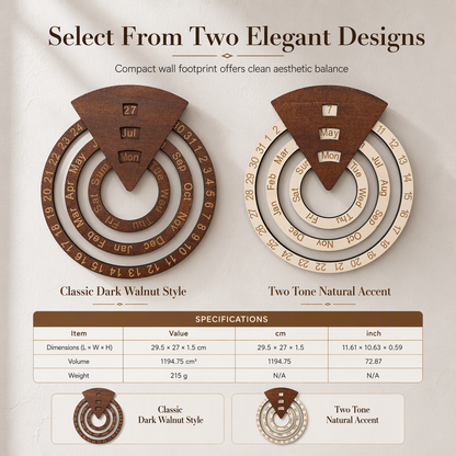 📢📢40% OFF !! ⏰Circular Wooden Rotating Perpetual Calendar Wall Hanging Decoration
