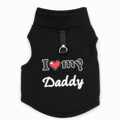 📢📢50% OFF !! ⏰Warm Pet Sweater with Leash Ring – “Love Dad & Mum” Design, Keep Your Pup Cosy & Stylish on Winter Walks ❄️