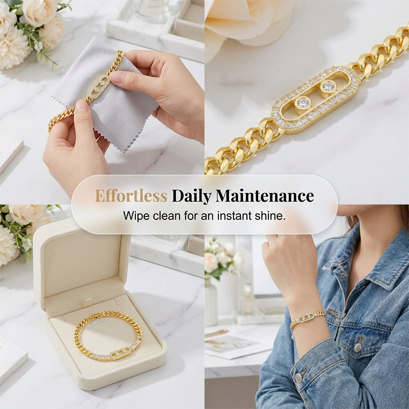 ✨ Women's Gold-Tone Cubic Zirconia Chain Bracelet