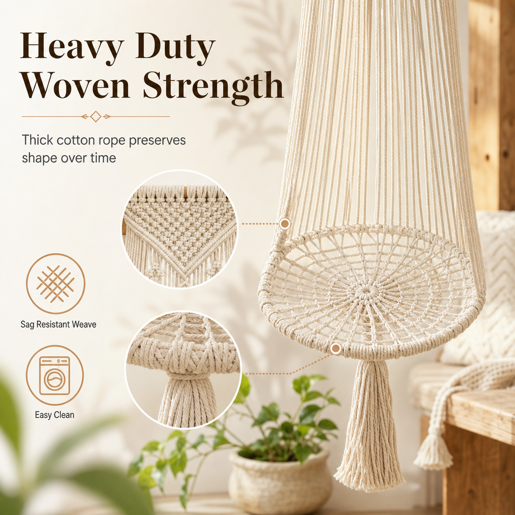 🐱50% OFF NOW! Handwoven Bohemian Hanging Cat Hammock – Macrame Cotton Rope Cat Swing Bed with Tassels, Elevated Indoor Cat Perch for Kittens & Cats