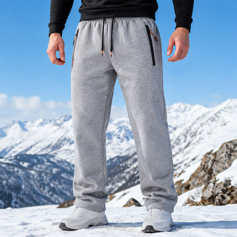 👖Men's Winter Thermal Sweatpants, Thick Fleece Lined Casual Trousers with Secure Zip Pockets