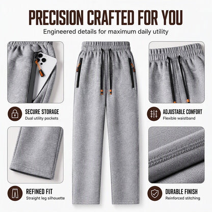 👖Men's Winter Thermal Sweatpants, Thick Fleece Lined Casual Trousers with Secure Zip Pockets