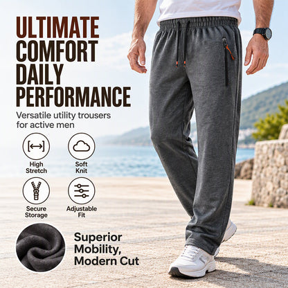 👖Men's Winter Thermal Sweatpants, Thick Fleece Lined Casual Trousers with Secure Zip Pockets