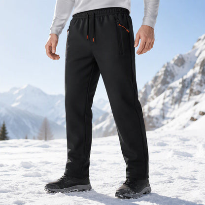 👖Men's Winter Thermal Sweatpants, Thick Fleece Lined Casual Trousers with Secure Zip Pockets