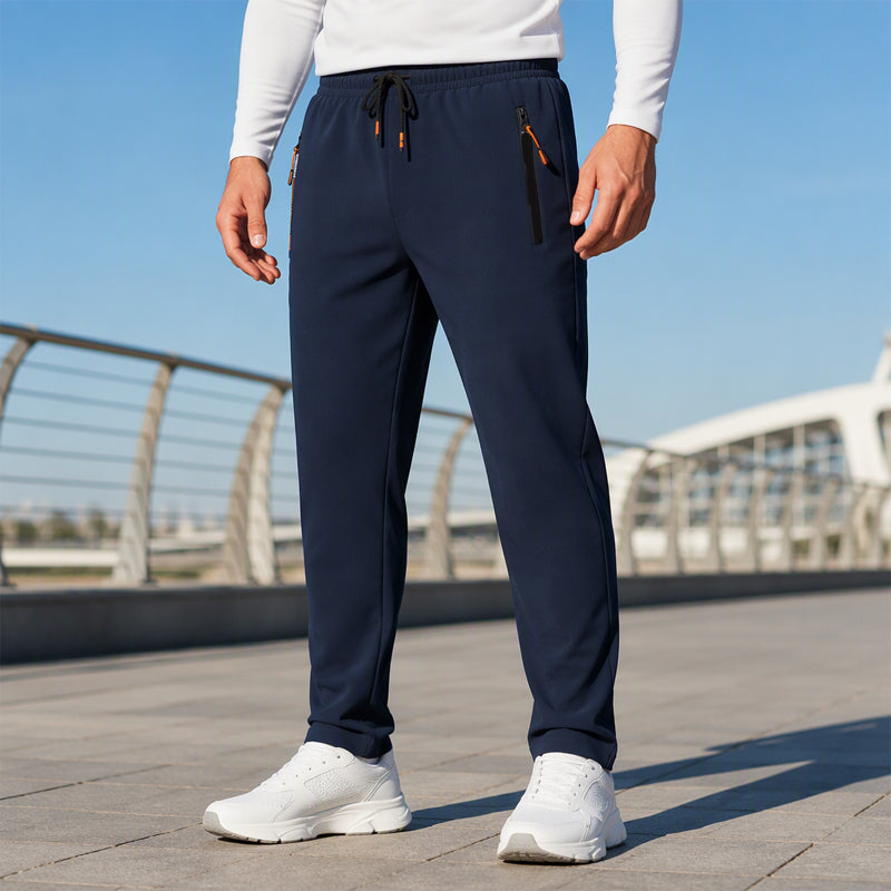 👖Men's Winter Thermal Sweatpants, Thick Fleece Lined Casual Trousers with Secure Zip Pockets