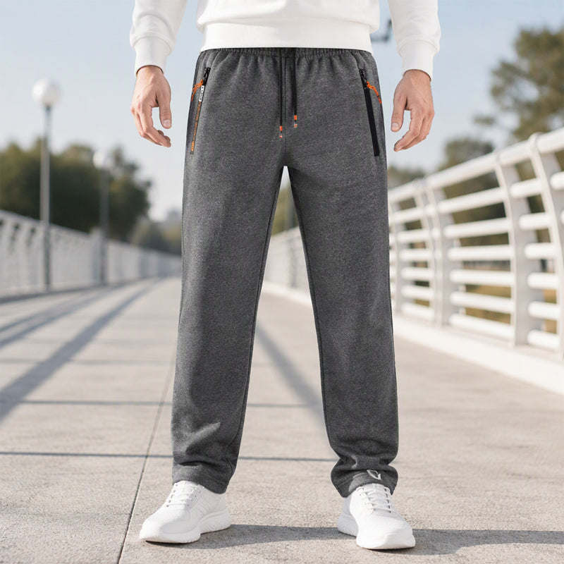 👖Men's Winter Thermal Sweatpants, Thick Fleece Lined Casual Trousers with Secure Zip Pockets