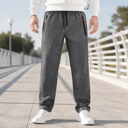👖Men's Winter Thermal Sweatpants, Thick Fleece Lined Casual Trousers with Secure Zip Pockets