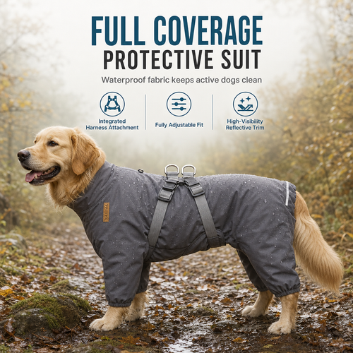 ⏳🔥LIMITED-TIME 50% OFF! ⏰Reflective Waterproof Dog Raincoat with Leash Hole🐶🌧️