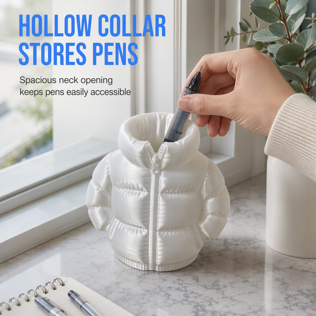 3D Printed Puffer Pen Holder Novelty Abstract Desktop Pencil Cup and Stationery Organizer for Students