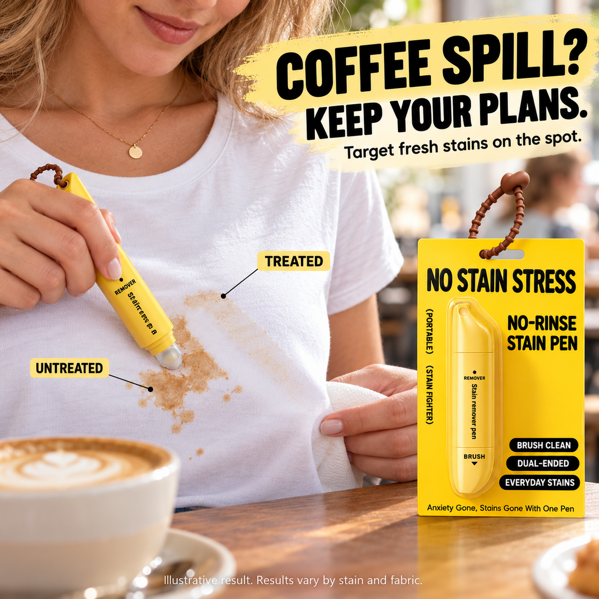 Portable Dual-Head Stain Remover Pen✨ Instant No-Rinse Emergency Spot Cleaner for Clothes, Oil & Coffee Stains⏳