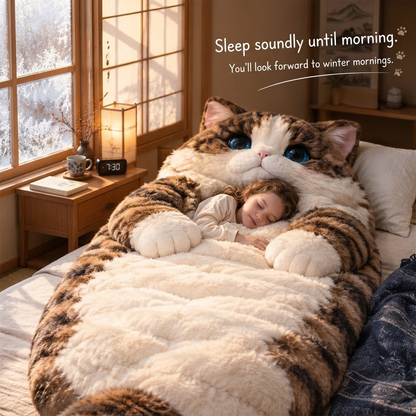🐱Warm Plush Cat-Themed Sleeping Bag for Adults｜Thick Winter Wearable Sleep Bag!
